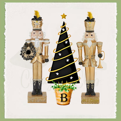 Personalized Christmas Nutcracker Tea Towel: Black & White Holiday Decor