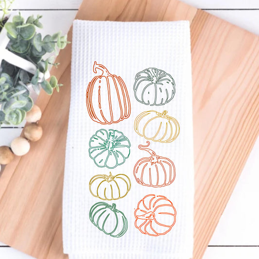 Fall Pumpkin Tea Towel Personalized Gift Preppy Kitchen Decor Hostess Birthday Gift For Her Personalized Dish Towel