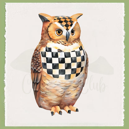 MacKenzie Childs Courtly Check Owl Tea Towel | Custom Kitchen Gift, Decor for her, Hostess, Fall Halloween, Birthday, Unique Gift