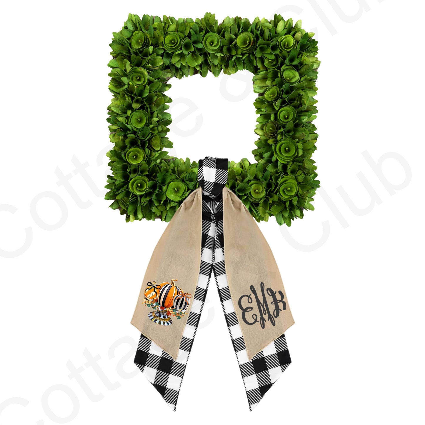 Monogrammed Halloween Wreath Sash: Fall Pumpkin Door Decor
