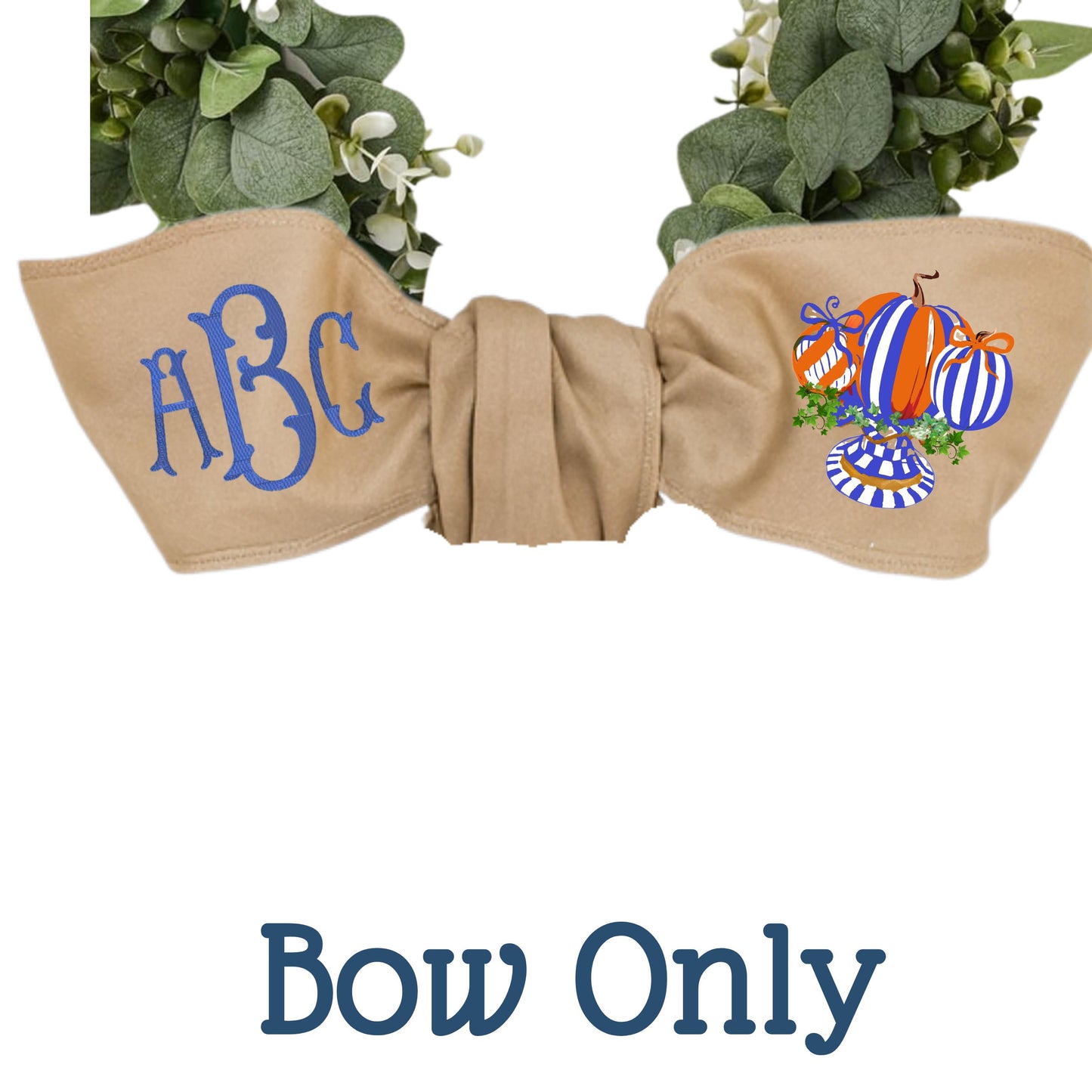 Monogrammed Royal Check Wreath Sash: MacKenzie Childs Inspired Door Decor