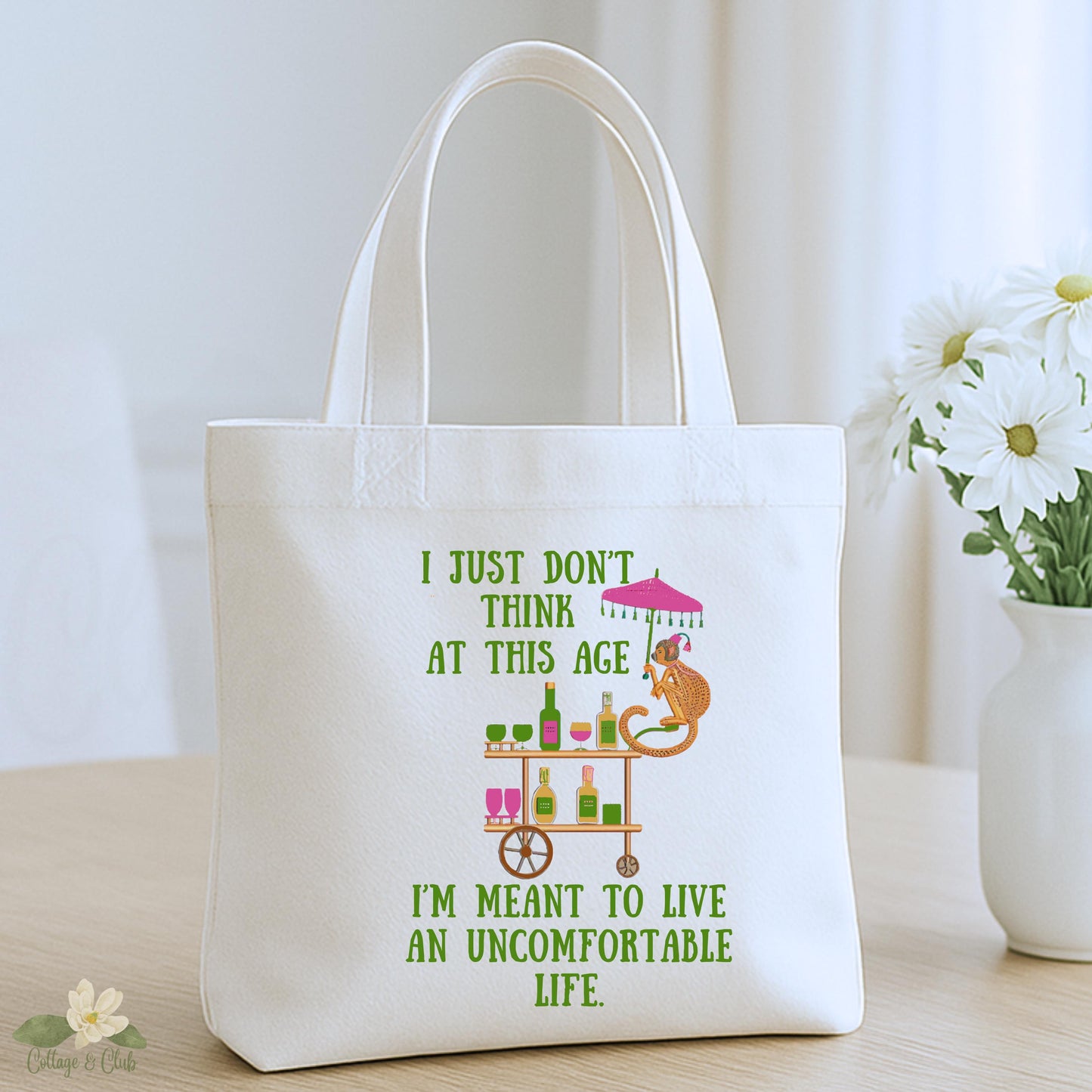 White Lotus inspired tote bag | Funny Parker Posey quote | Southern pink elephant canvas market bag | Pop culture gift for fans