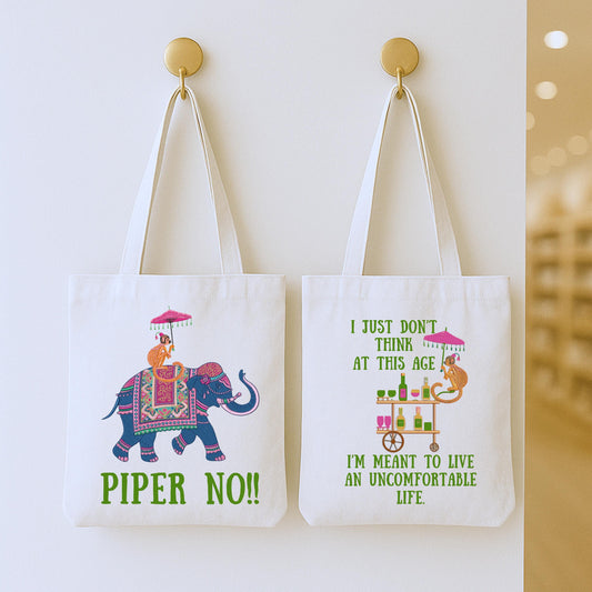 White Lotus inspired tote bag | Funny Parker Posey quote | Southern pink elephant canvas market bag | Pop culture gift for fans