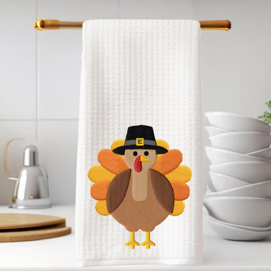 Fall Thanksgiving Turkey Tea Towel -  Personalized Kitchen Decor