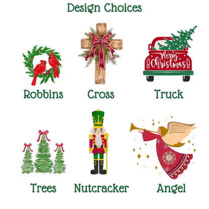 Embroidered Christmas Farmhouse Wreath Sash: Holiday Door Hanger