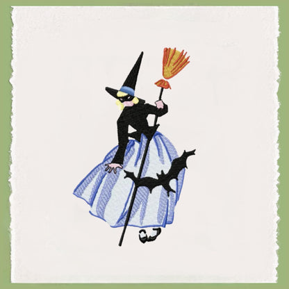 Embroidered Witch Halloween Wreath Sash: Fall Door Hanger