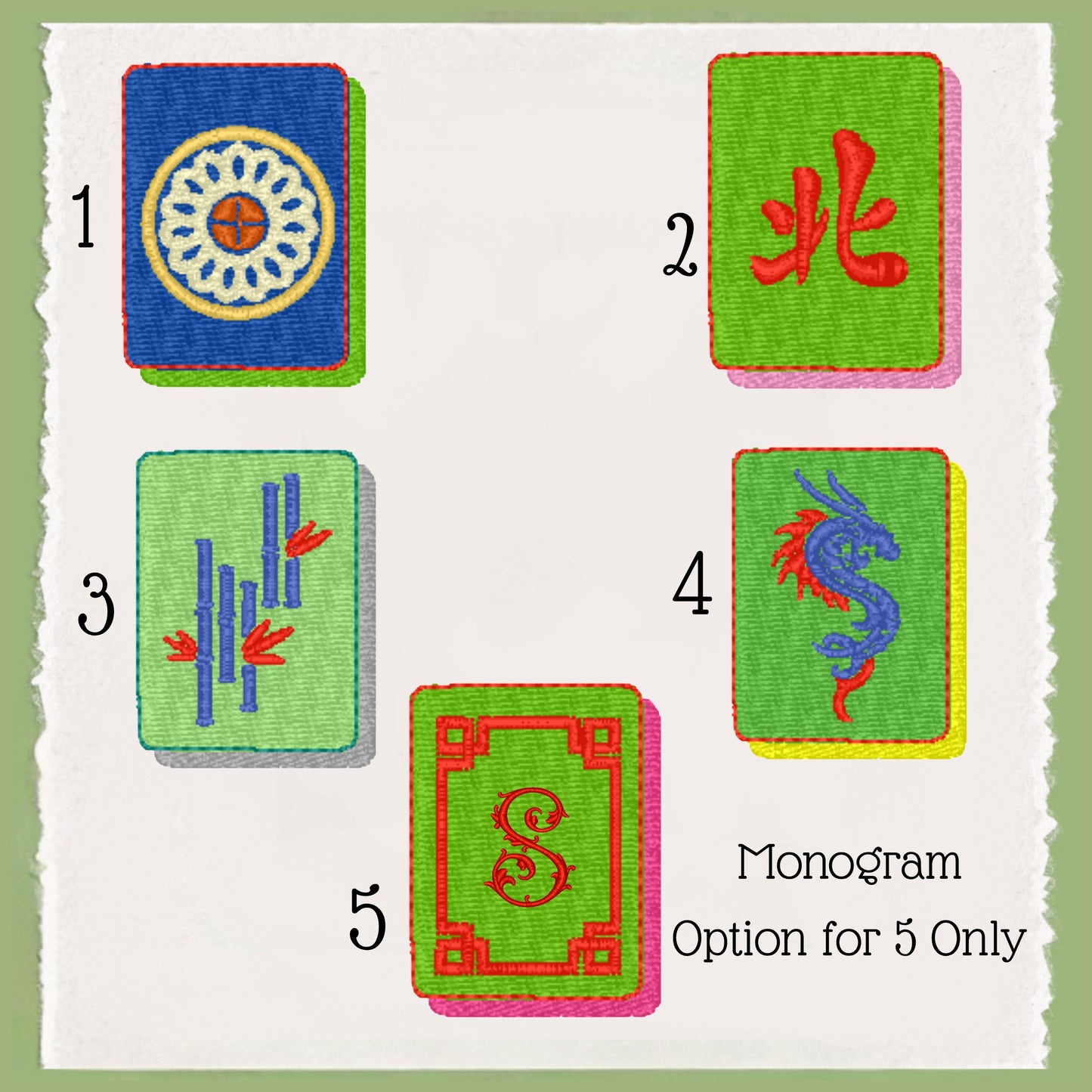 Mahjong Tea Towel Collection: Chinoiserie Tile Print, Grand Millennial Decor, Personalized Mahjong Player Gift