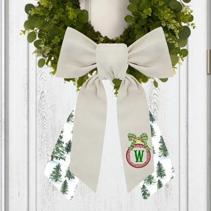 Embroidered Christmas Wreath Sash: Coordinating Sash Available - Holiday Door Hanger - Personalized Ornament Decor