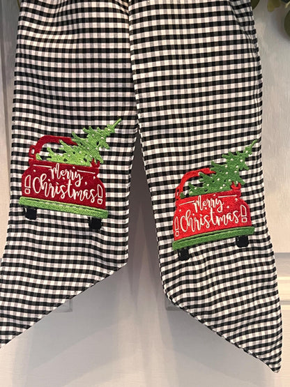 Embroidered Christmas Farmhouse Wreath Sash: Holiday Door Hanger