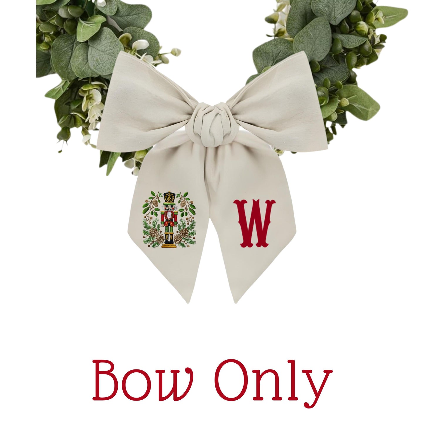 Embroidered Christmas Wreath Sash: Coordinating Sash Available - Holiday Door Hanger - Personalized Nutcracker Front Door Decor