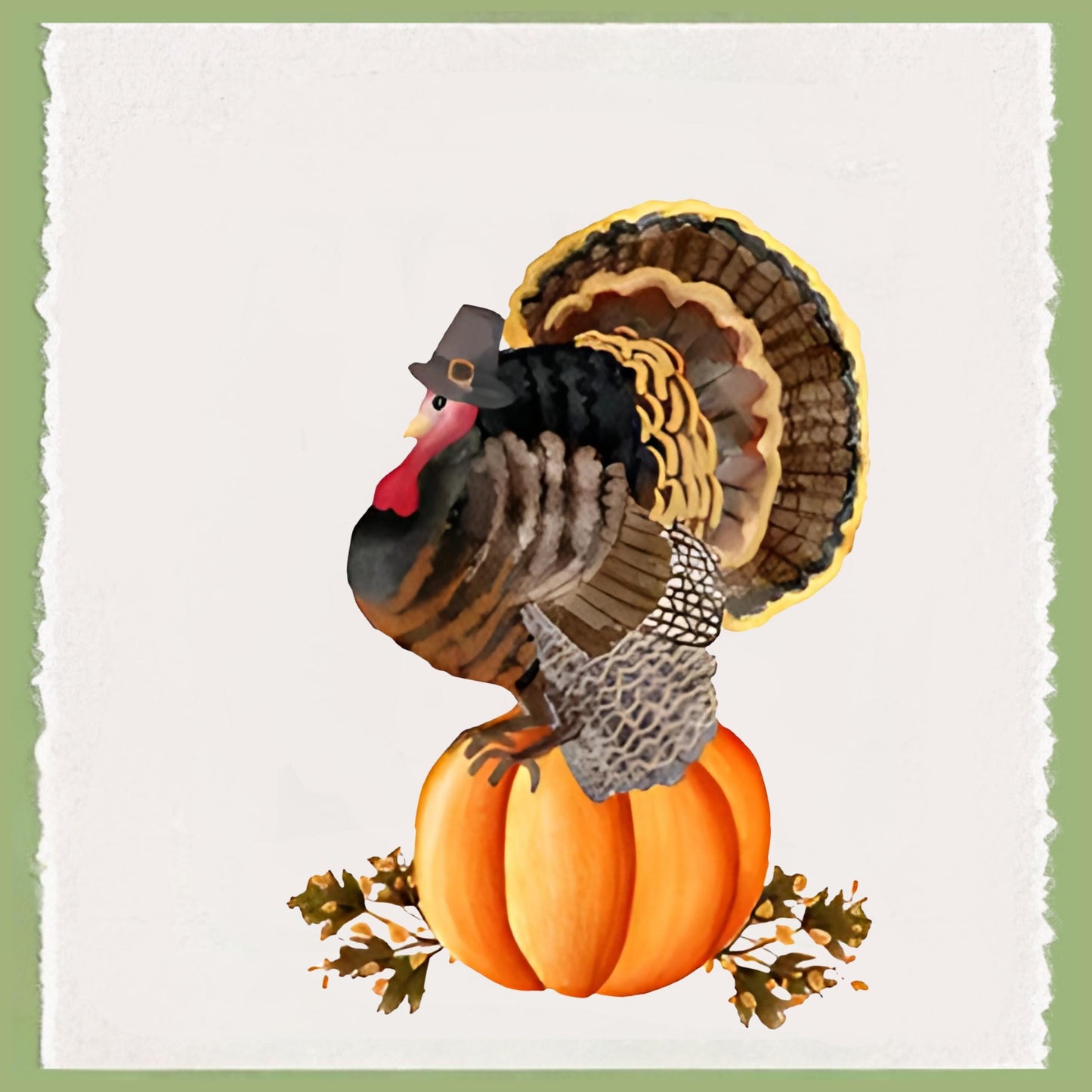 Fall Thanksgiving Turkey & Pumpkin Holiday Tea Towel -  Personalized Kitchen Decor