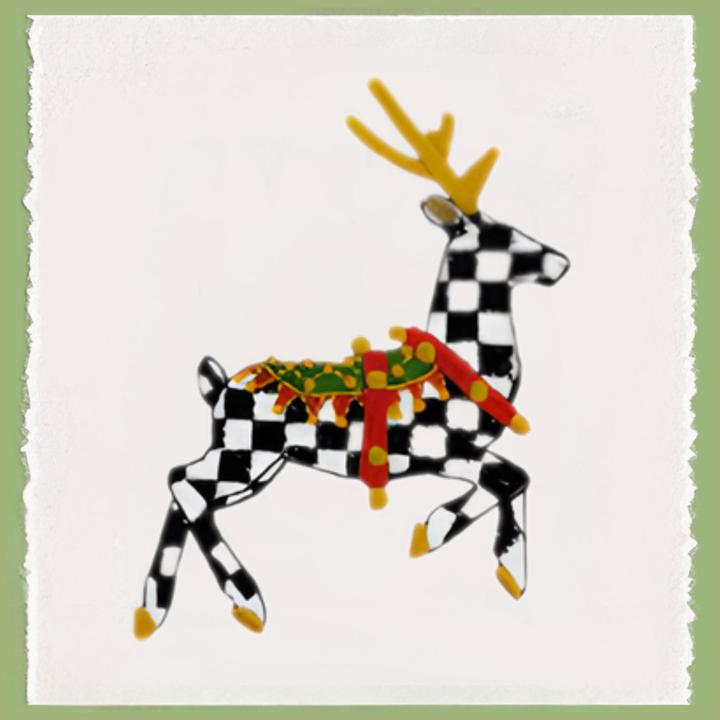 Embroidered Christmas Wreath Sash: Personalized Holiday, Courtly Check Door Hanger