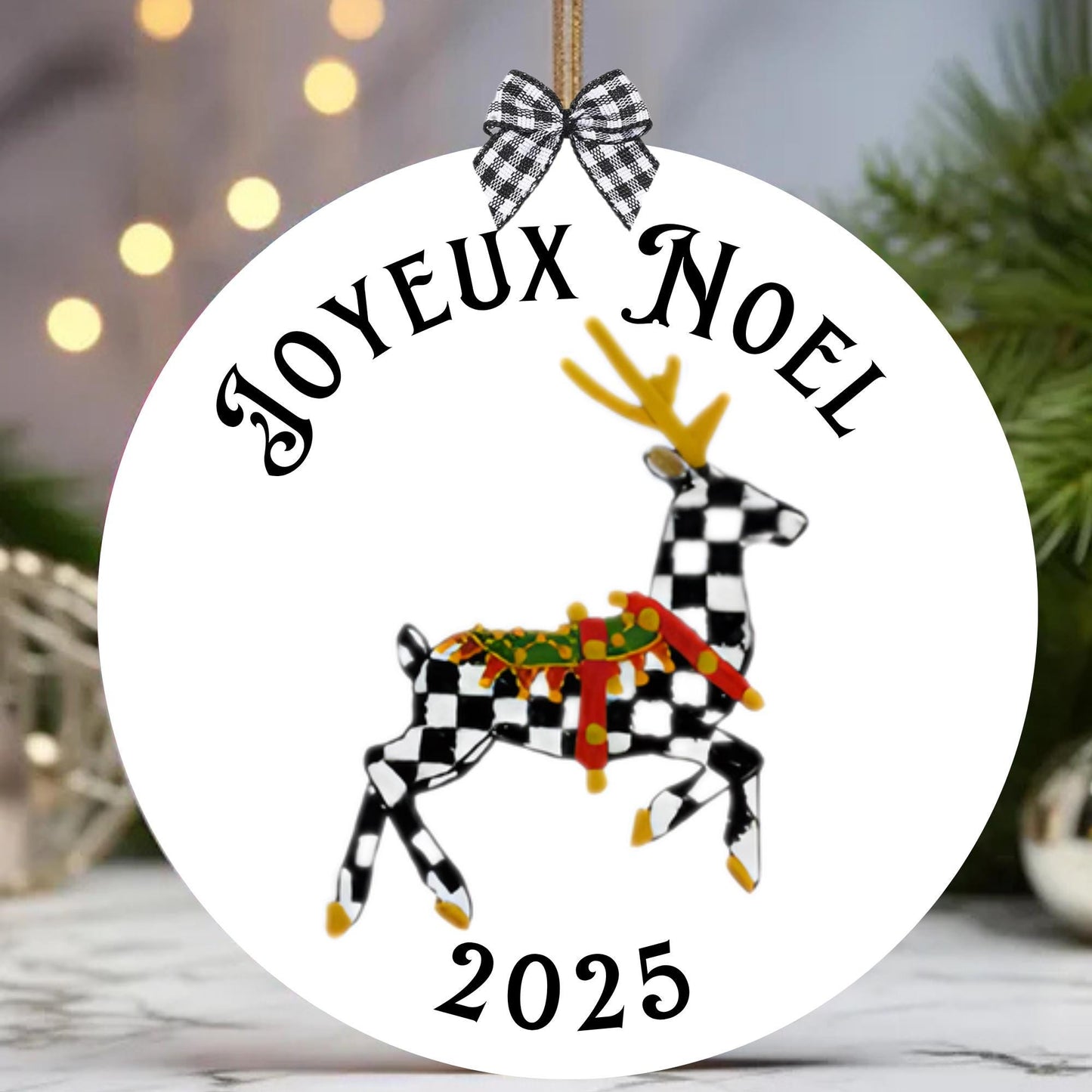 Personalized Black and White Check Ceramic Coaster Set, Bar Cart Elegant Home Decor