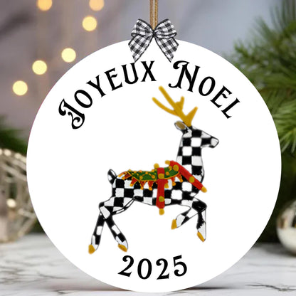 Personalized Black and White Check Ceramic Coaster Set, Bar Cart Elegant Home Decor