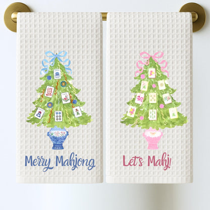 Mahjong Tea Towel Collection | Personalized Kitchen Towels | Grand Millennial Mah Jongg Dish Towels | Housewarming Gift | Home Decor