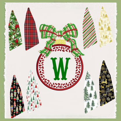 Embroidered Christmas Wreath Sash: Coordinating Sash Available - Holiday Door Hanger - Personalized Ornament Decor