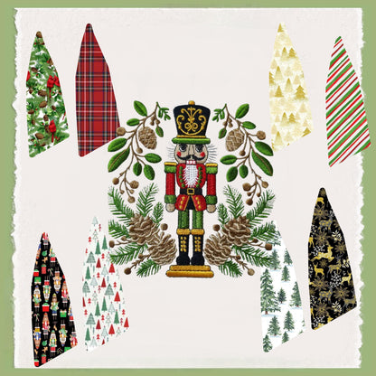 Embroidered Christmas Wreath Sash: Coordinating Sash Available - Holiday Door Hanger - Personalized Nutcracker Front Door Decor