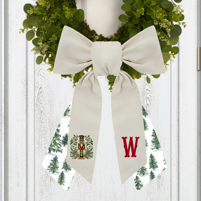 Embroidered Christmas Wreath Sash: Coordinating Sash Available - Holiday Door Hanger - Personalized Nutcracker Front Door Decor