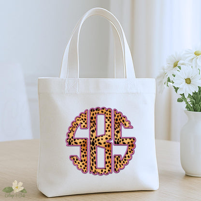 Preppy Pink and Green Christmas Tote Bag - Reusable Shopping Bag - Custom Gift Bag