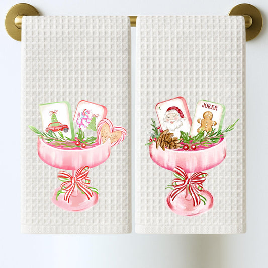 Mahjong Tea Towel Collection | Personalized Kitchen Towels | Grand Millennial Mah Jongg Dish Towels | Housewarming Gift | Home Decor