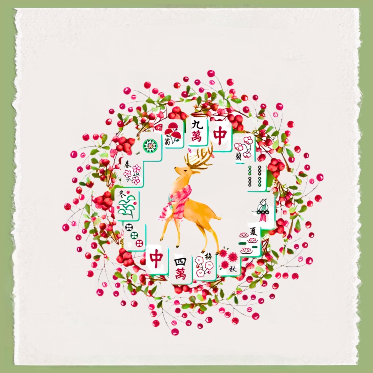 Holiday Mahjong Tea Towel Collection | Personalized Kitchen Towels | Grand Millennial Mah Jongg Dish Towels | Housewarming Gift | Home Decor