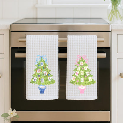 Mahjong Tea Towel Collection | Personalized Kitchen Towels | Grand Millennial Mah Jongg Dish Towels | Housewarming Gift | Home Decor