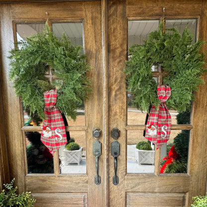 Vintage Santa Claus Embroidered Christmas Farmhouse Wreath Sash: Holiday Door Hanger