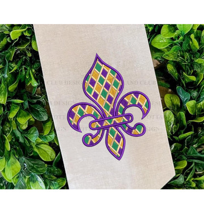 Mardi Gras Fleur De Lis Monogram Embroidered Wreath Sash