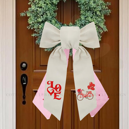 Valentine's Cupid Embroidered Wreath Sash | Personalized Door Decor