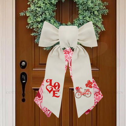 Valentine's Cupid Embroidered Wreath Sash | Personalized Door Decor