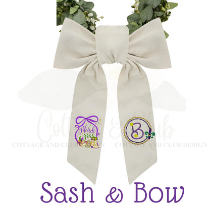 Mardi Gras Personalized Embroidered Wreath Sash