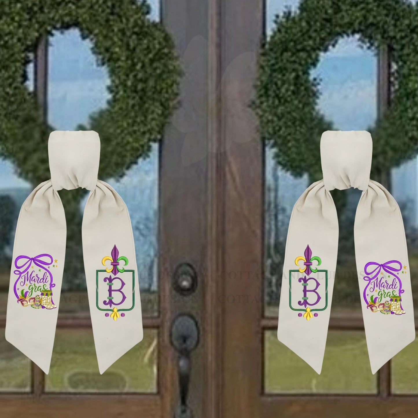 Mardi Gras Personalized Embroidered Wreath Sash
