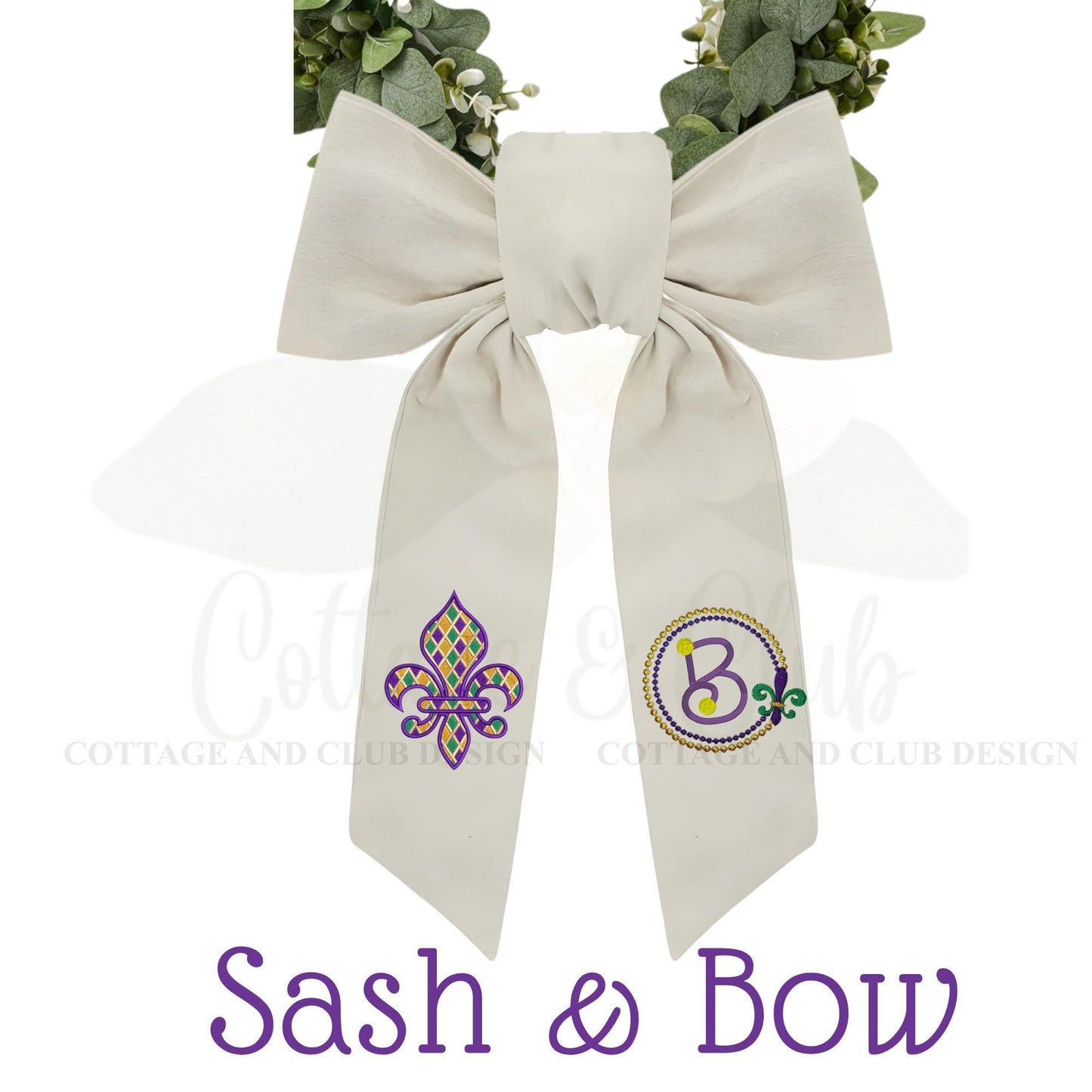 Mardi Gras Personalized Embroidered Wreath Sash