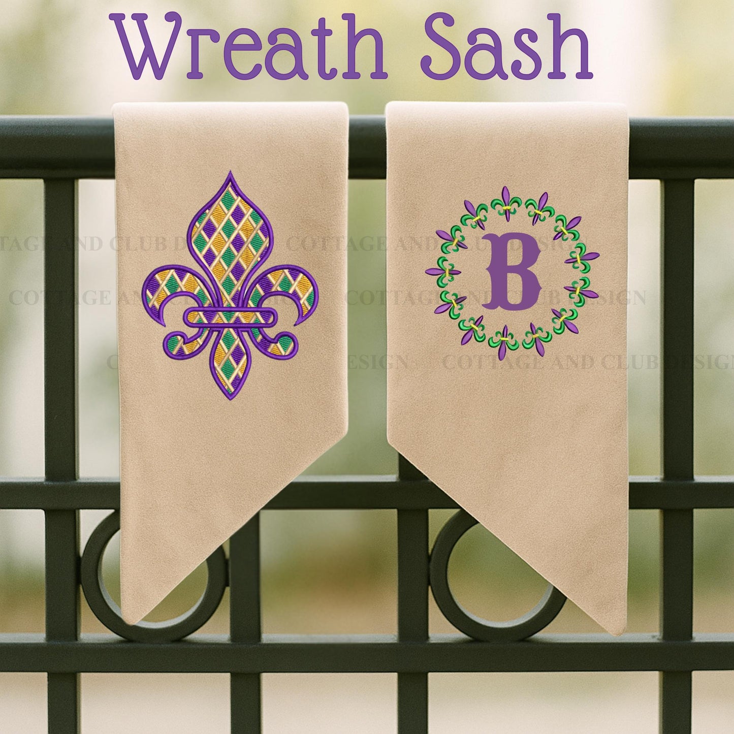 Mardi Gras Personalized Embroidered Wreath Sash