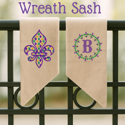 Mardi Gras Personalized Embroidered Wreath Sash