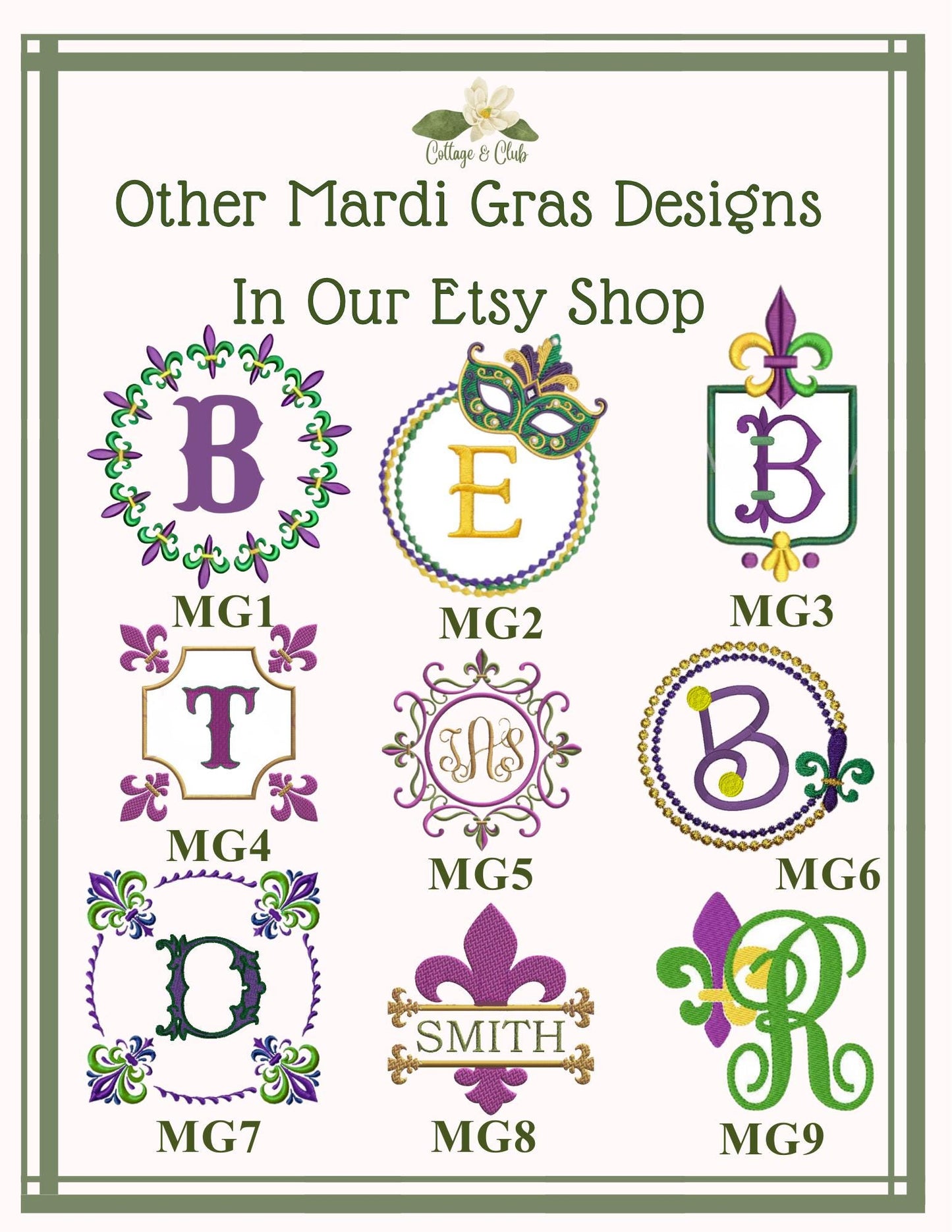 Mardi Gras Personalized Embroidered Wreath Sash with Optional Coordinating Sash