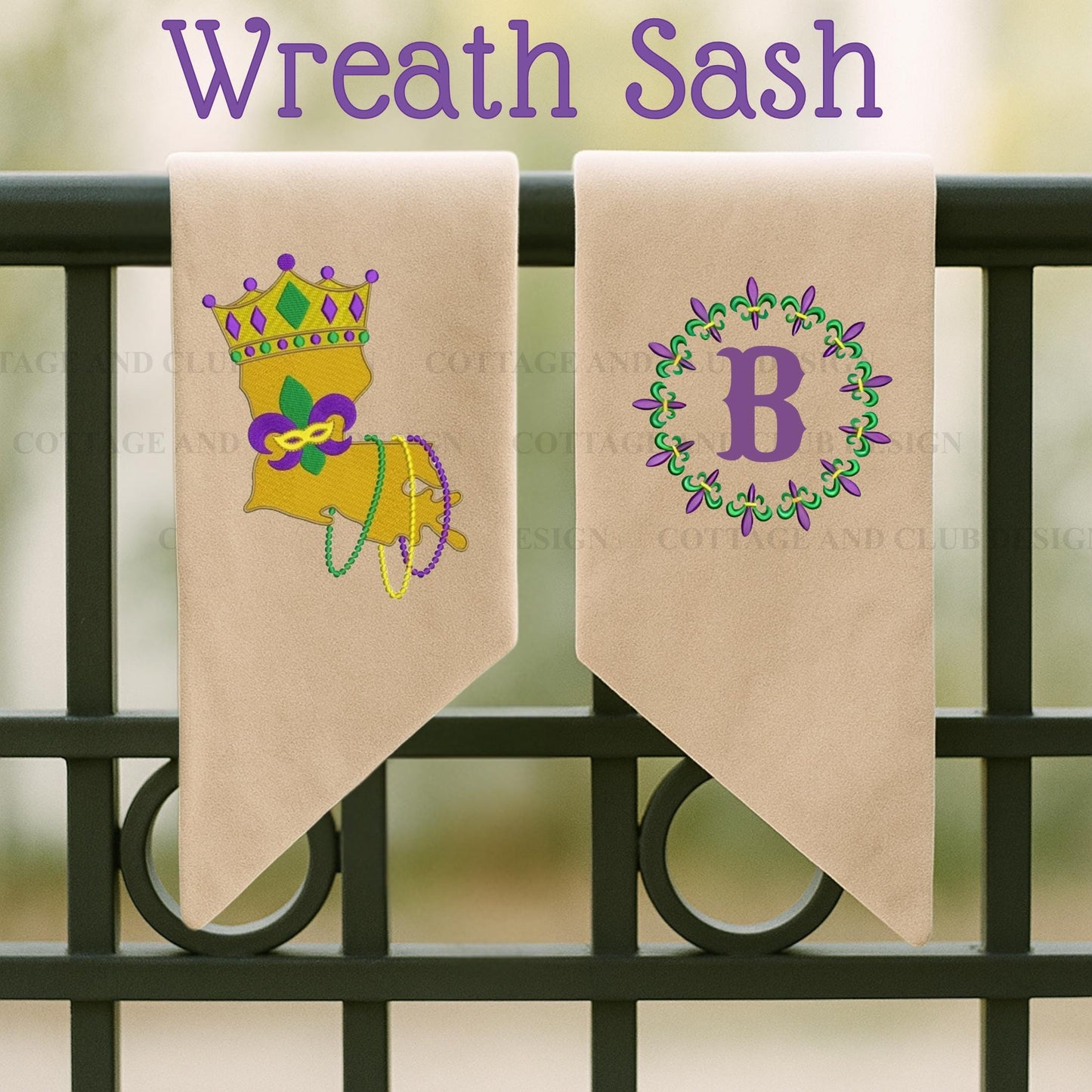 Mardi Gras Personalized Embroidered Wreath Sash