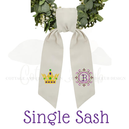 Mardi Gras Personalized Embroidered Wreath Sash