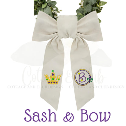 Mardi Gras Personalized Embroidered Wreath Sash