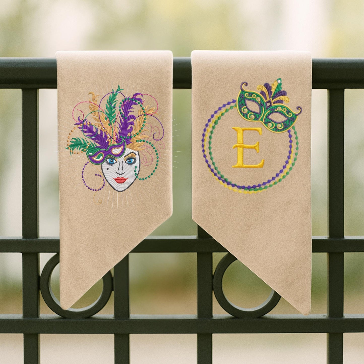 Mardi Gras Personalized Embroidered Wreath Sash with Optional Coordinating Sash