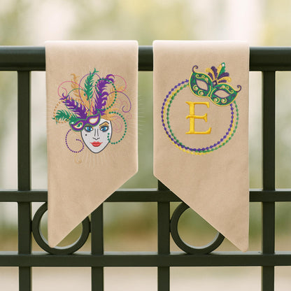 Mardi Gras Personalized Embroidered Wreath Sash with Optional Coordinating Sash