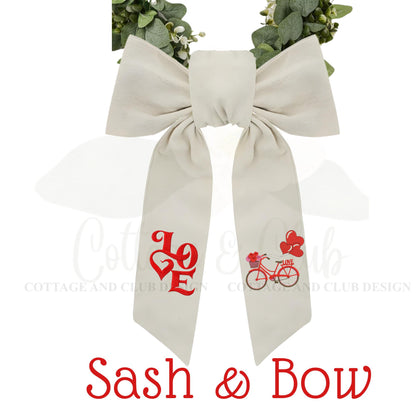 Valentine's Cupid Embroidered Wreath Sash | Personalized Door Decor