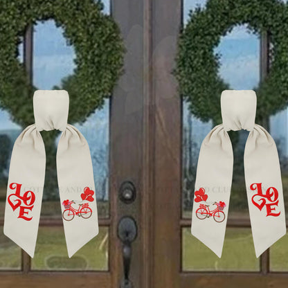 Valentine's Cupid Embroidered Wreath Sash | Personalized Door Decor