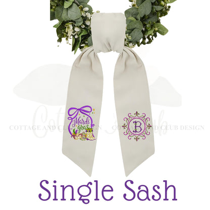 Mardi Gras Personalized Embroidered Wreath Sash