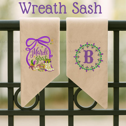 Mardi Gras Personalized Embroidered Wreath Sash