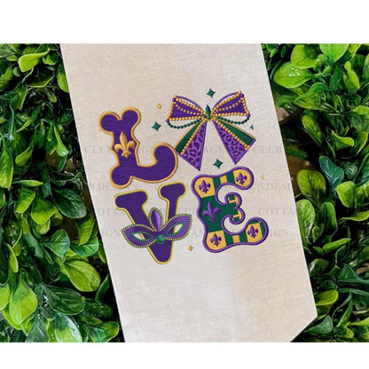 Mardi Gras Personalized Embroidered Wreath Sash with Optional Coordinating Sash