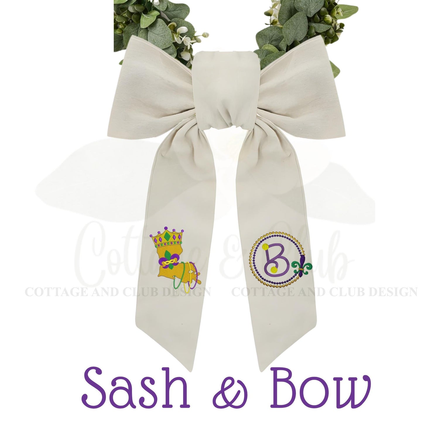 Mardi Gras Personalized Embroidered Wreath Sash